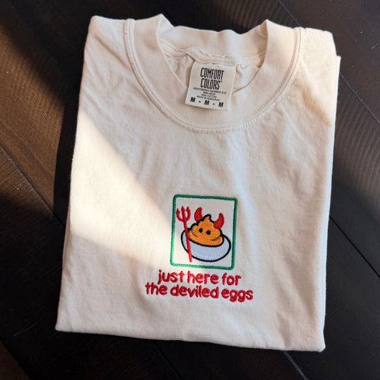 Embroidered Deviled Egg Lover Shirt - Devil